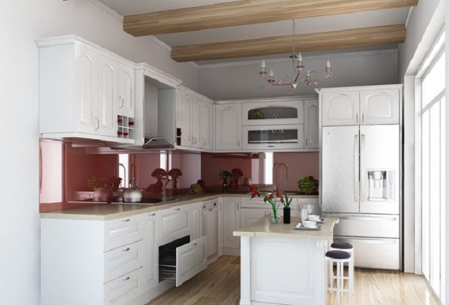 Mẫu tủ bếp gỗ được thiết kế sang trọng cho phòng bếp