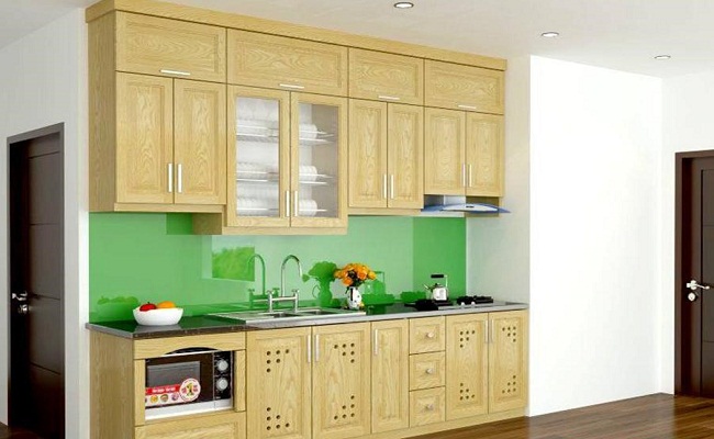 Đóng tủ bếp gỗ sồi Mỹ