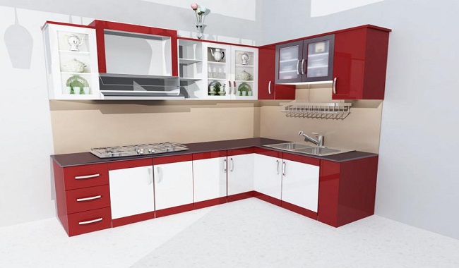 Giá tủ bếp nhôm kính sơn tĩnh điện