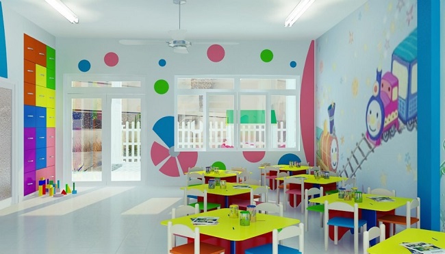 Mẫu thi công nội thất trường học không gian màu sắc