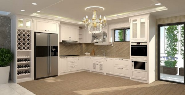 Thiết kế nội thất phòng bếp cho anh Phong theo phong cách tân cổ điển 
