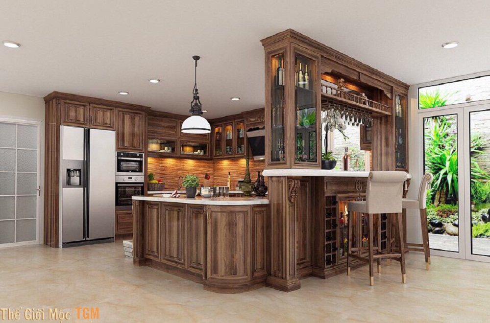 Tủ bếp gỗ tự nhiên