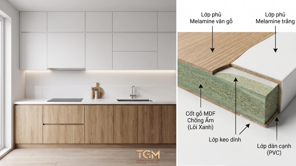 Bề mặt Melamine phủ gỗ công nghiệp