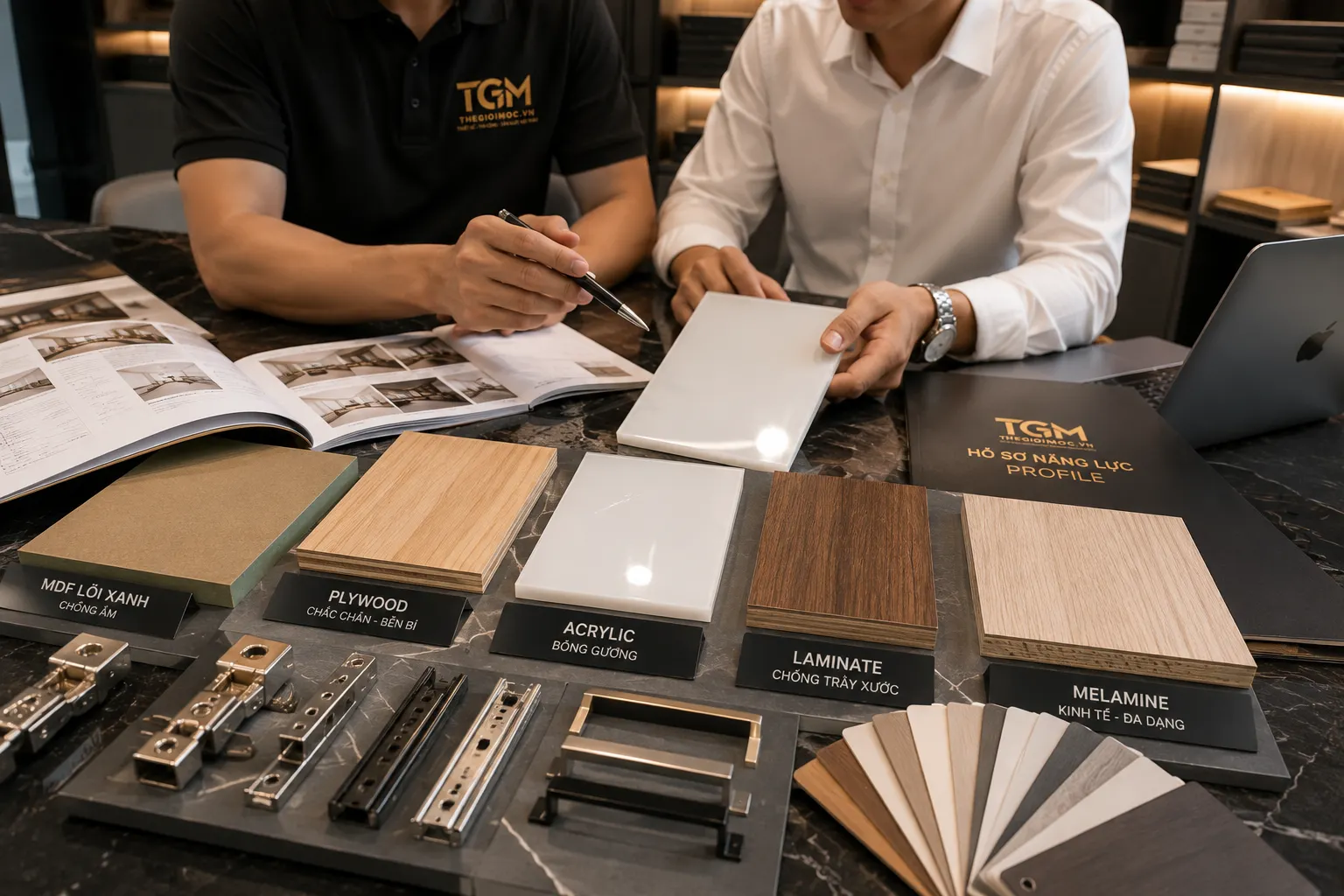 Kiểm tra vật liệu nội thất trước khi thi công