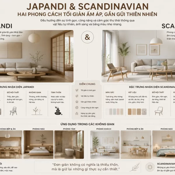 Nội thất Japandi và Scandinavian: Đặc trưng và cách ứng dụng