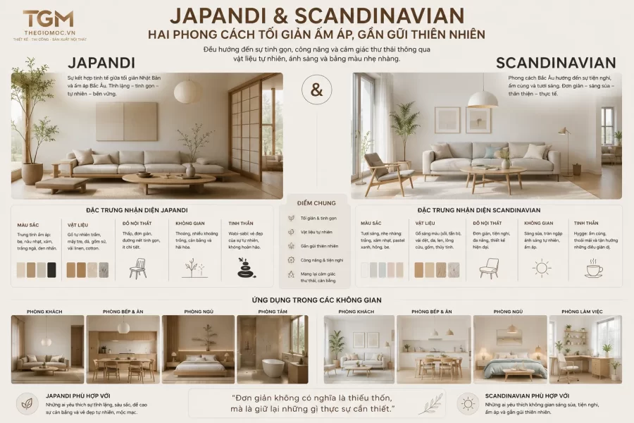 Nội thất Japandi và Scandinavian: Đặc trưng và cách ứng dụng