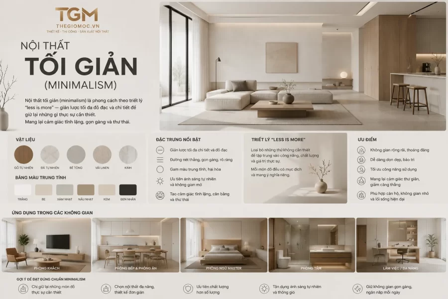 Nội thất tối giản (Minimalism) là gì? Đặc trưng và ứng dụng