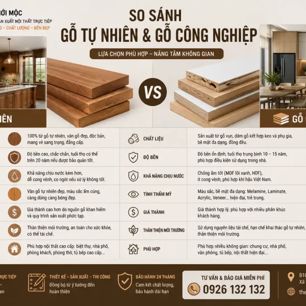 So sánh gỗ tự nhiên và gỗ công nghiệp