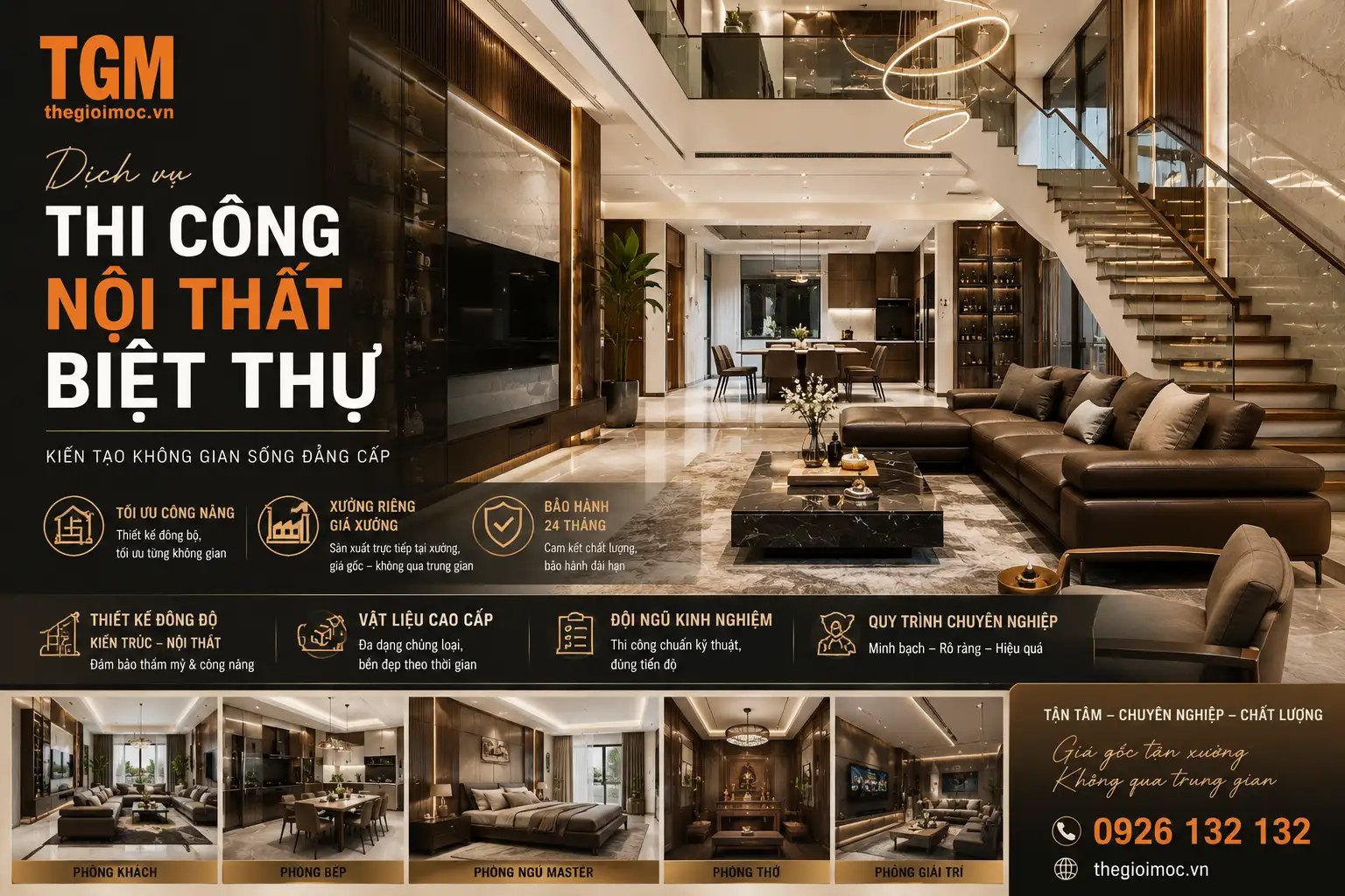 Thi công nội thất biệt thự trọn gói