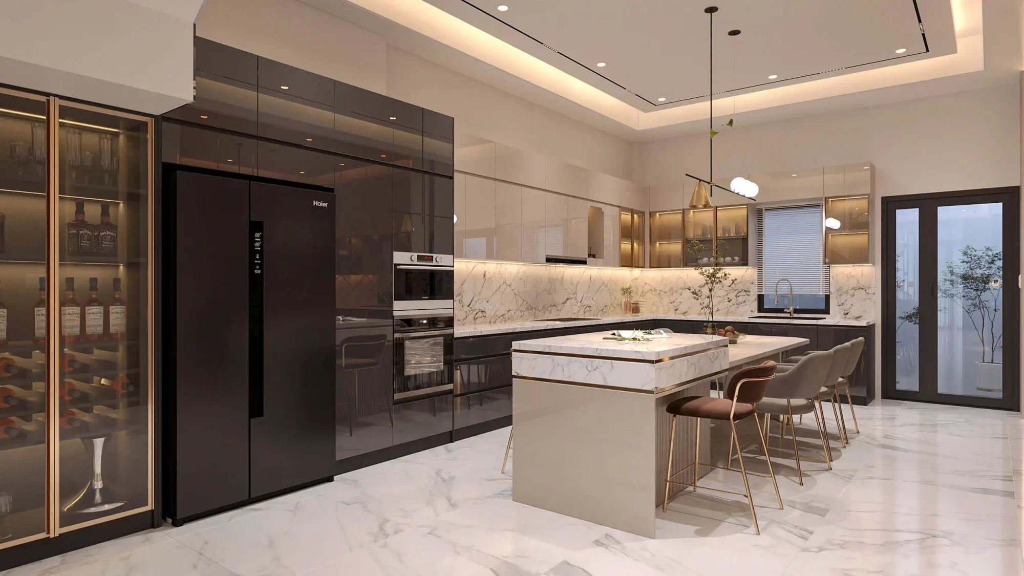 Tủ bếp gỗ công nghiệp acrylic An Cường
