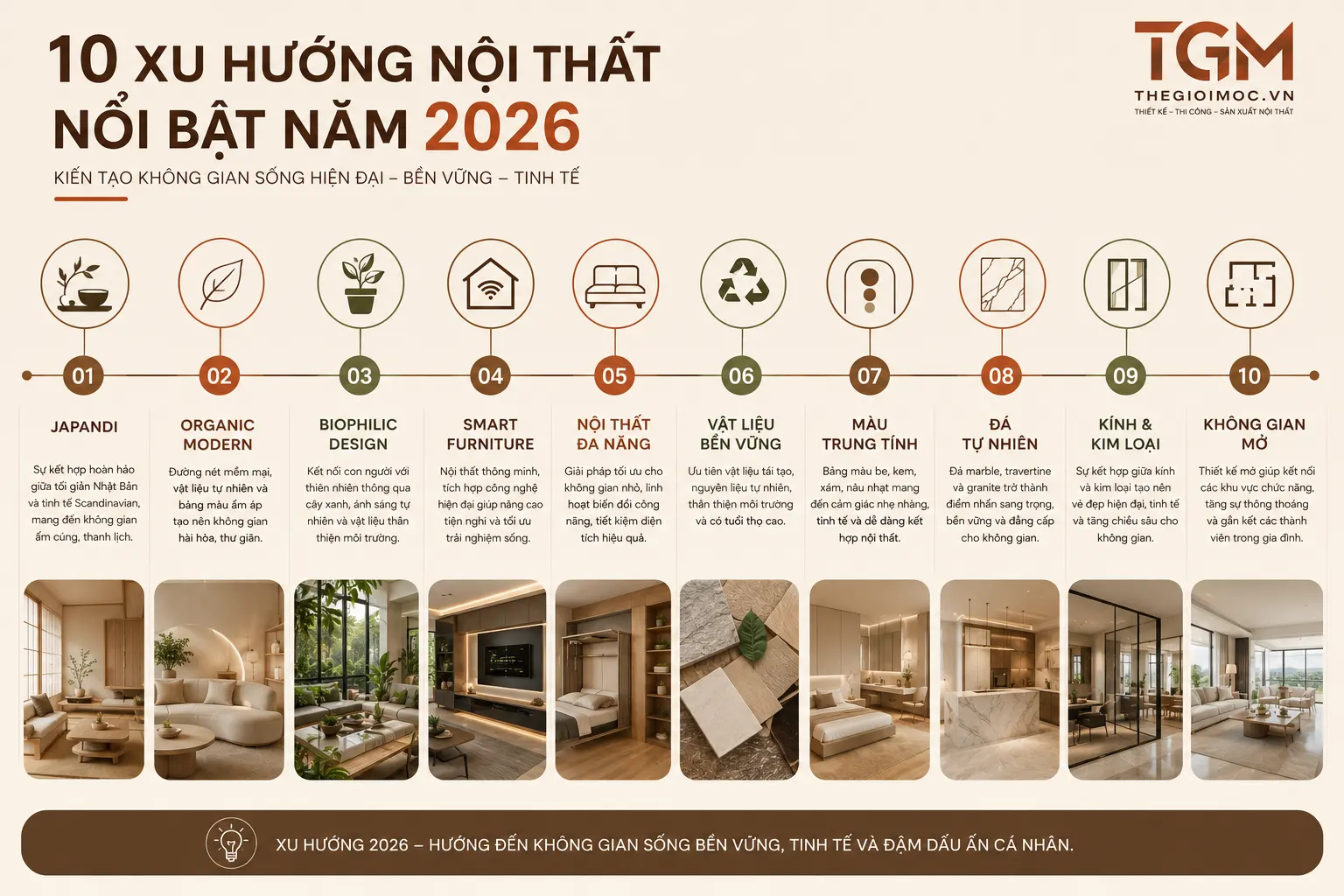 Top xu hướng nội thất nổi bật năm 2026