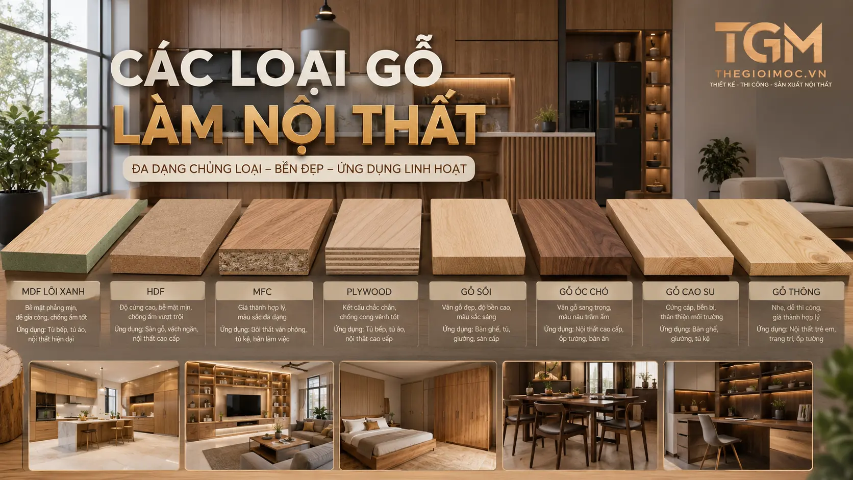 Các loại gỗ làm nội thất