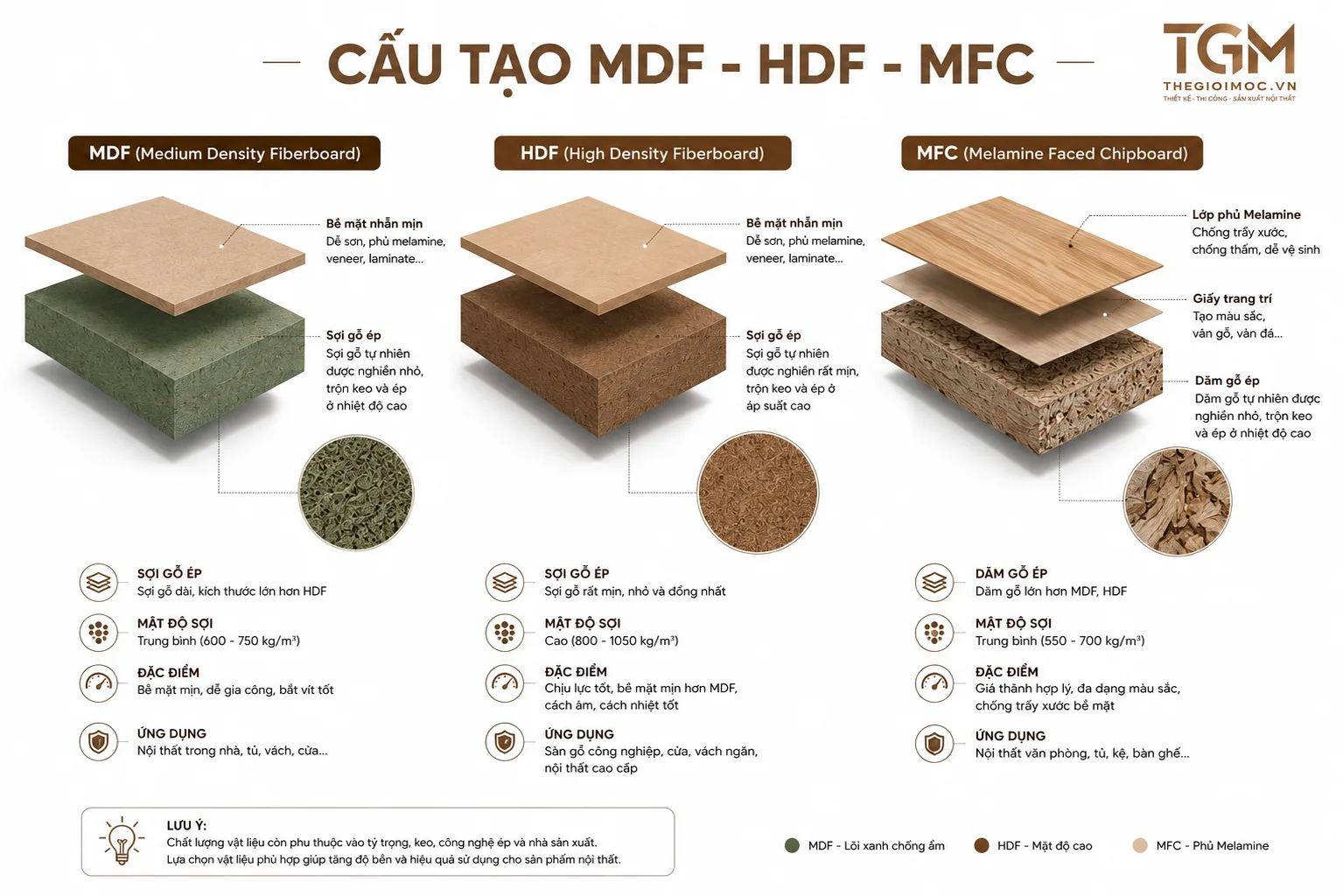 Cấu tạo MDF HDF và MFC