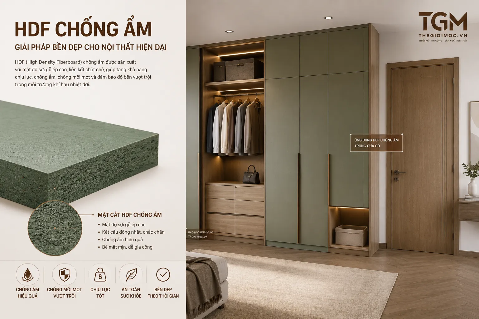 Gỗ HDF chống ẩm mật độ cao