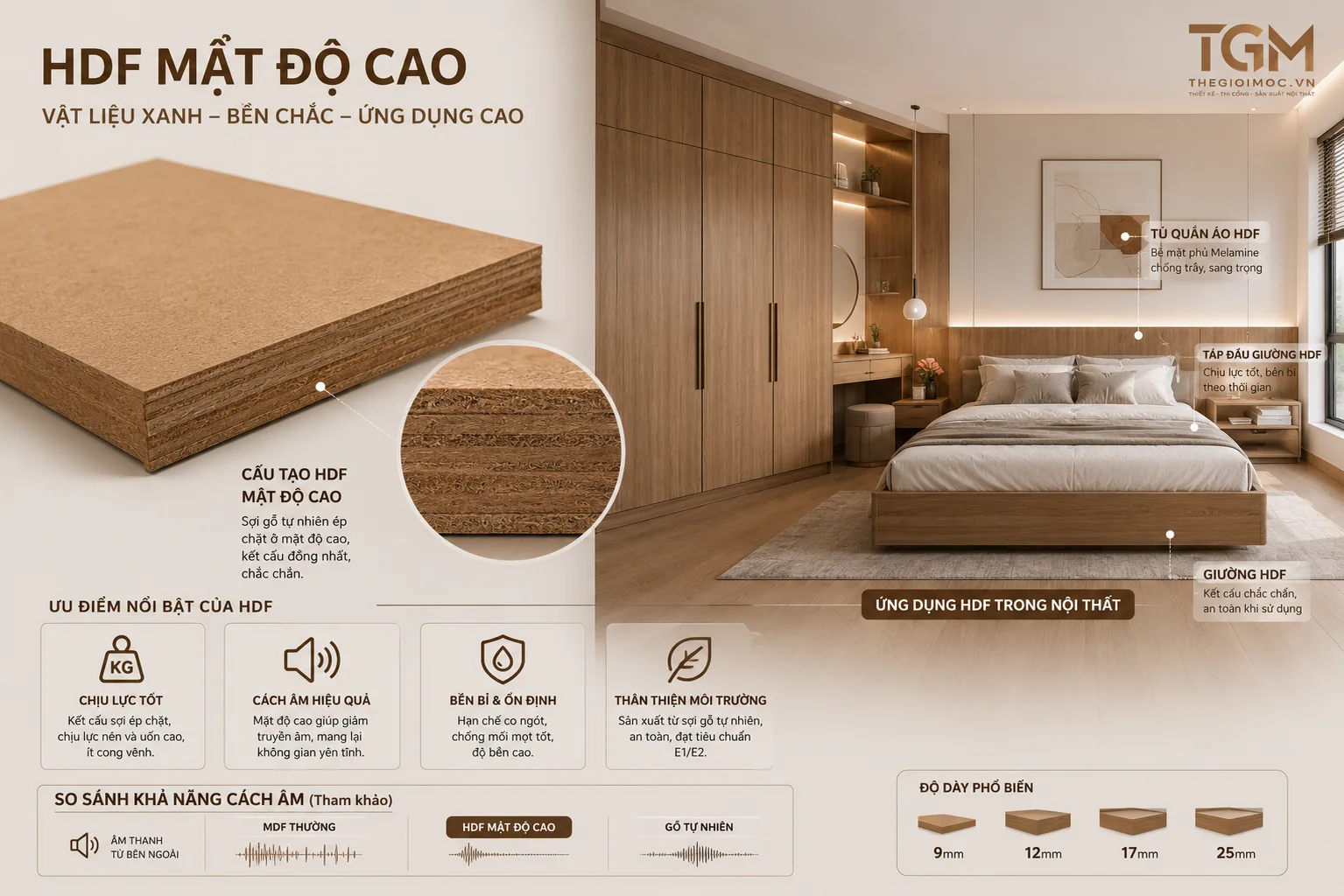 Gỗ HDF mật độ cao làm nội thất