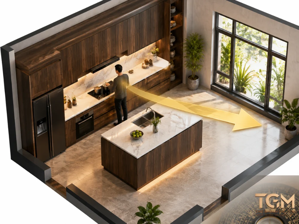 Hướng bếp tốt cho nam tuổi Canh Thân cung Khôn Tây Tứ Mệnh