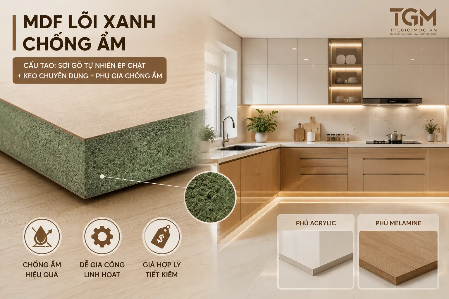 Gỗ MDF lõi xanh chống ẩm