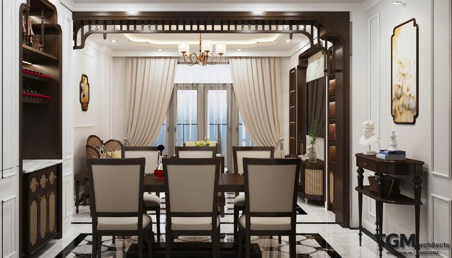 Nội thất nhà phố trọn gói chị Mỹ, phong cách indochine - hình ảnh 31