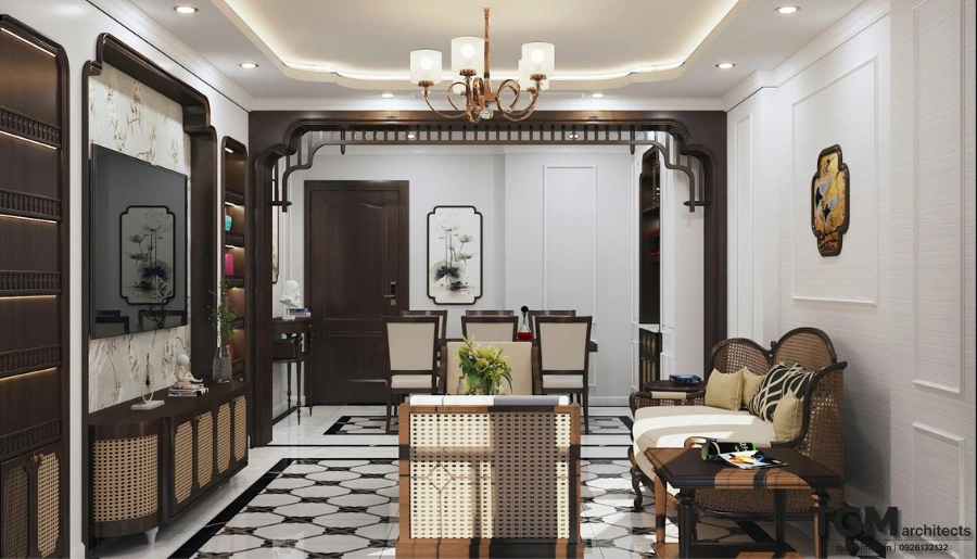Nội thất nhà phố trọn gói chị Mỹ, phong cách indochine - hình ảnh 28