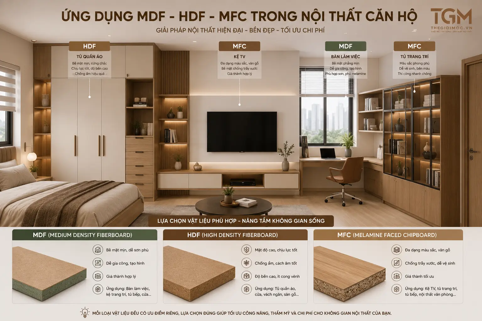 ứng dụng mdf, hdf, mfc