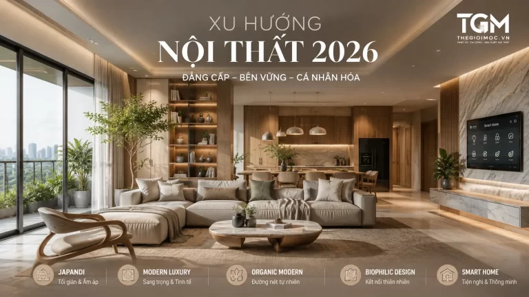 Xu hướng nội thất 2026: Phong cách, màu sắc và vật liệu lên ngôi