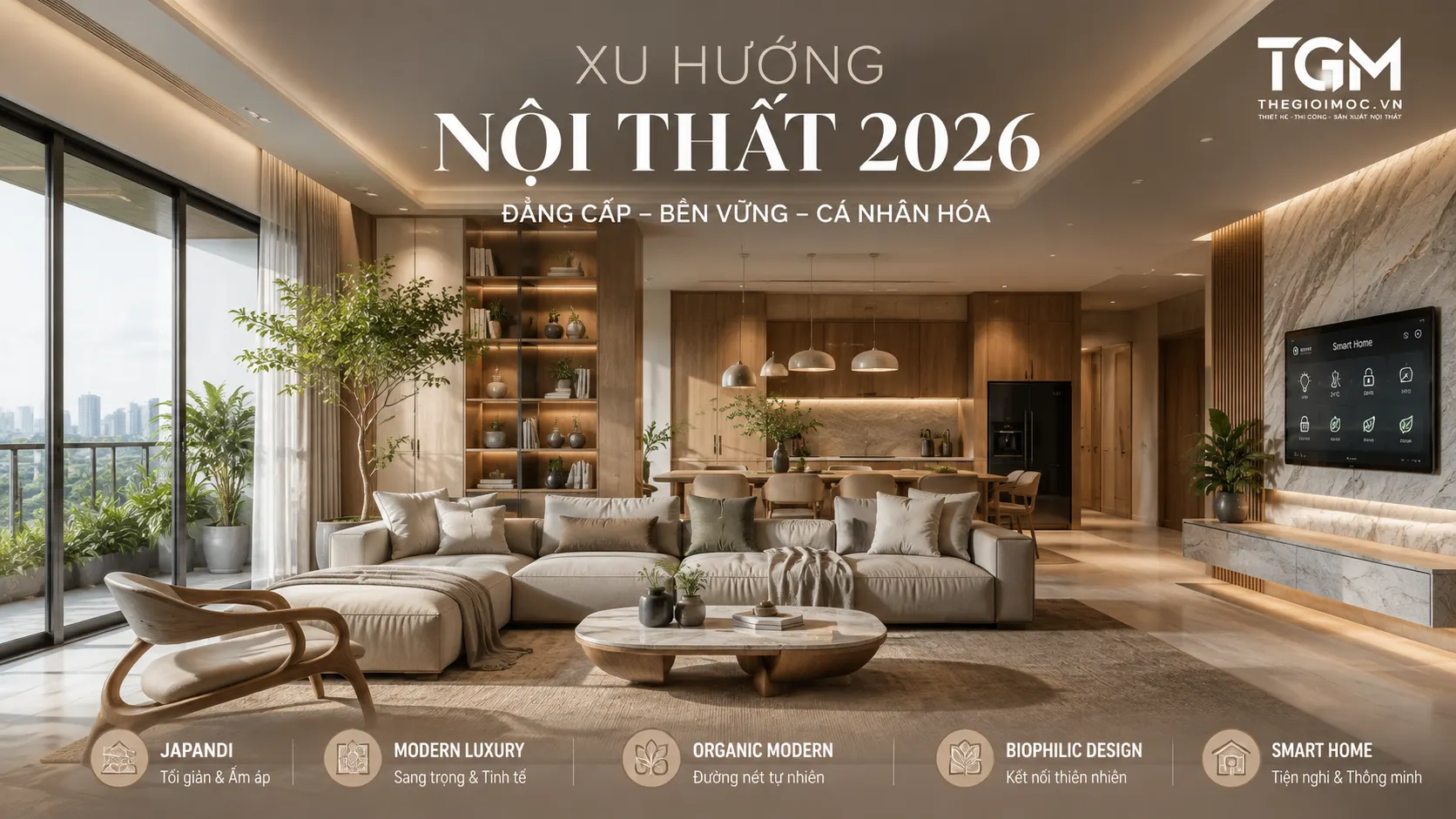 Xu hướng thiết kế nội thất 2026 hiện đại