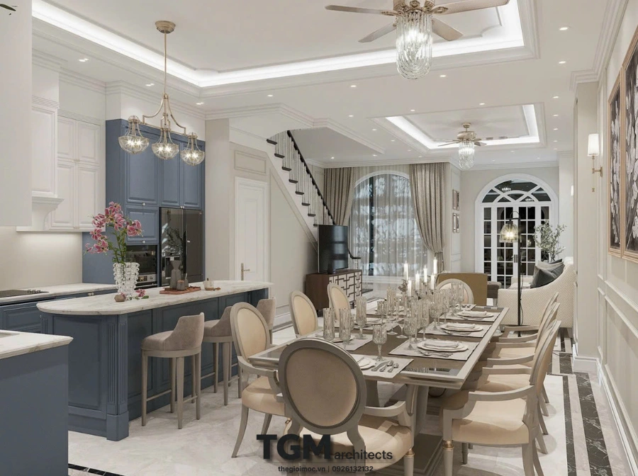Thi công nội thất nhà phố chị Oanh tại Cần Thơ theo phong cách tân cổ điển