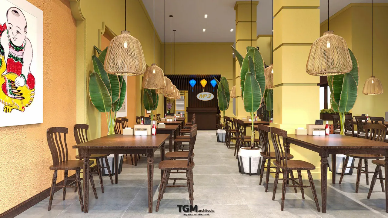 Thiết kế nội thất nhà hàng Quận 3 phong cách Hội An - hình ảnh 1